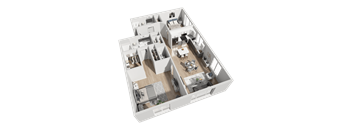 a 3d floor plan of a house