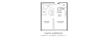 a floor plan of a small house with a kitchen and a living room