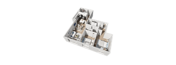 a 3d floor plan of a house