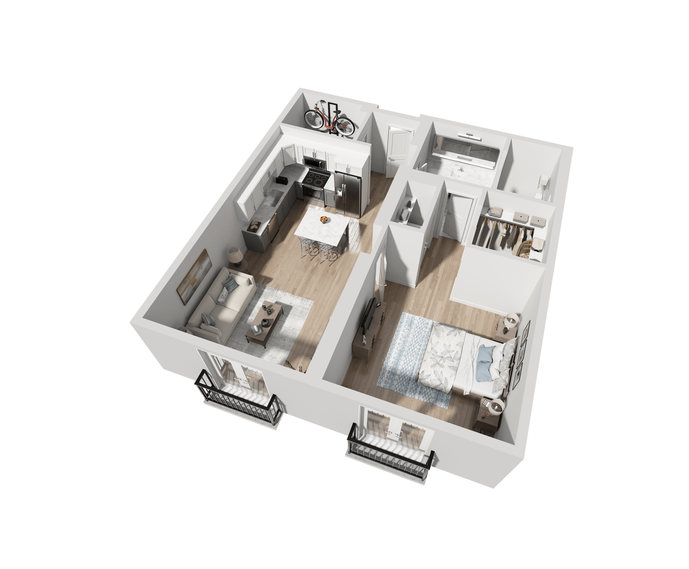 a floor plan of a house with a bedroom and a living room