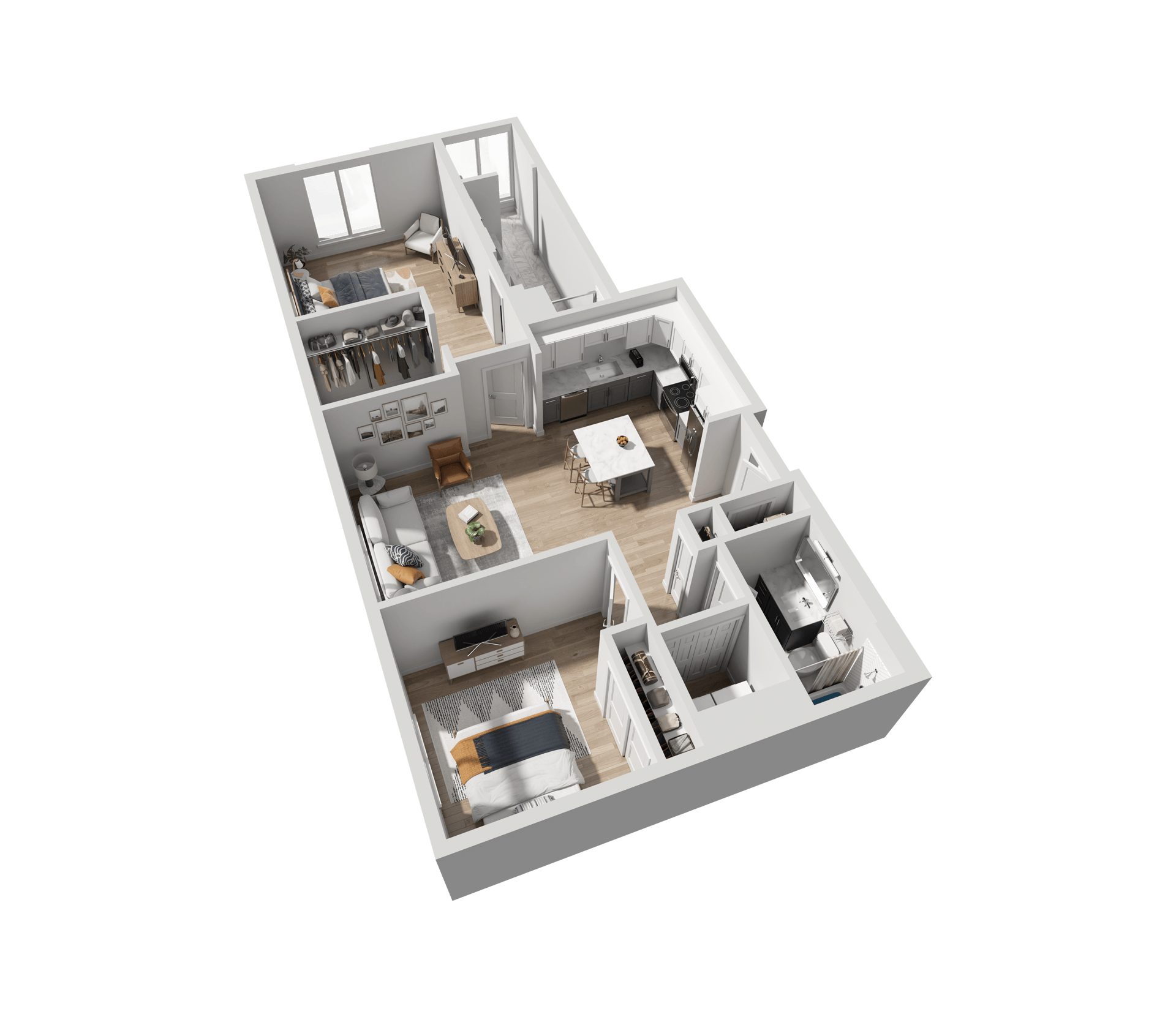 a 3d floor plan of a house