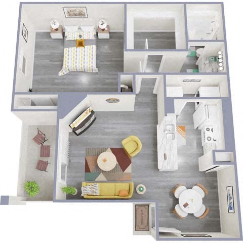 1 bed 1 bath floor plan B at Royal Wildewood Manor Apartments, Clute