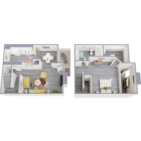 1 bed 1 bath floor plan C at Royal Wildewood Manor Apartments, Texas