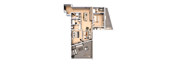 A floor plan of a house with a garage and a living room.