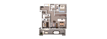 a floor plan of a house with a bedroom and a living room
