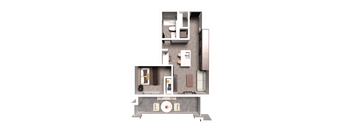 a floor plan of a 1 bedroom apartment