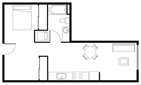 A black and white image of a floor plan for a house.