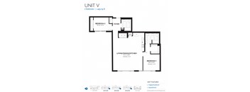 A black and white image of a floor plan for a 2 bedroom apartment.