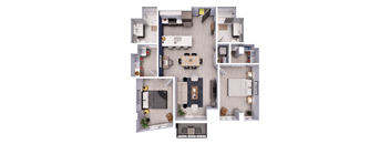 A series of images showing different layouts of a small apartment.