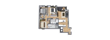 A floor plan of a house with a laundry room.