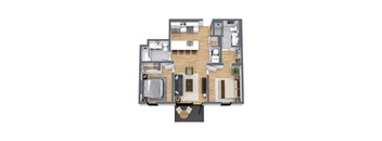A floor plan of a house with a laundry room.
