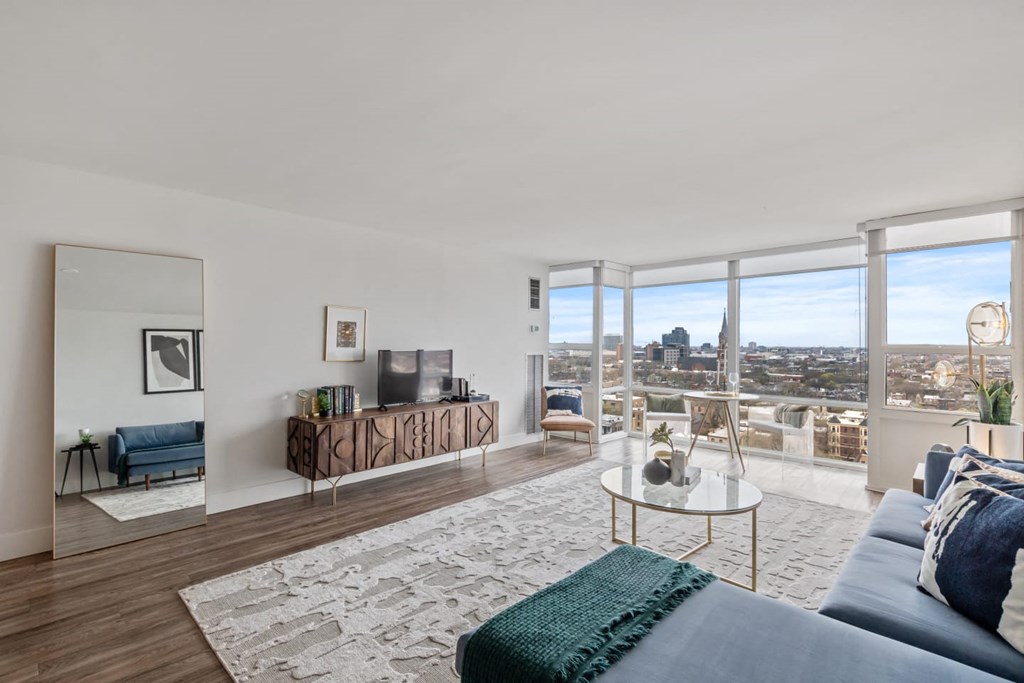 Living room with city views