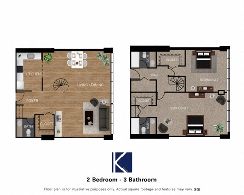 two bedroom floor plan  the residences at