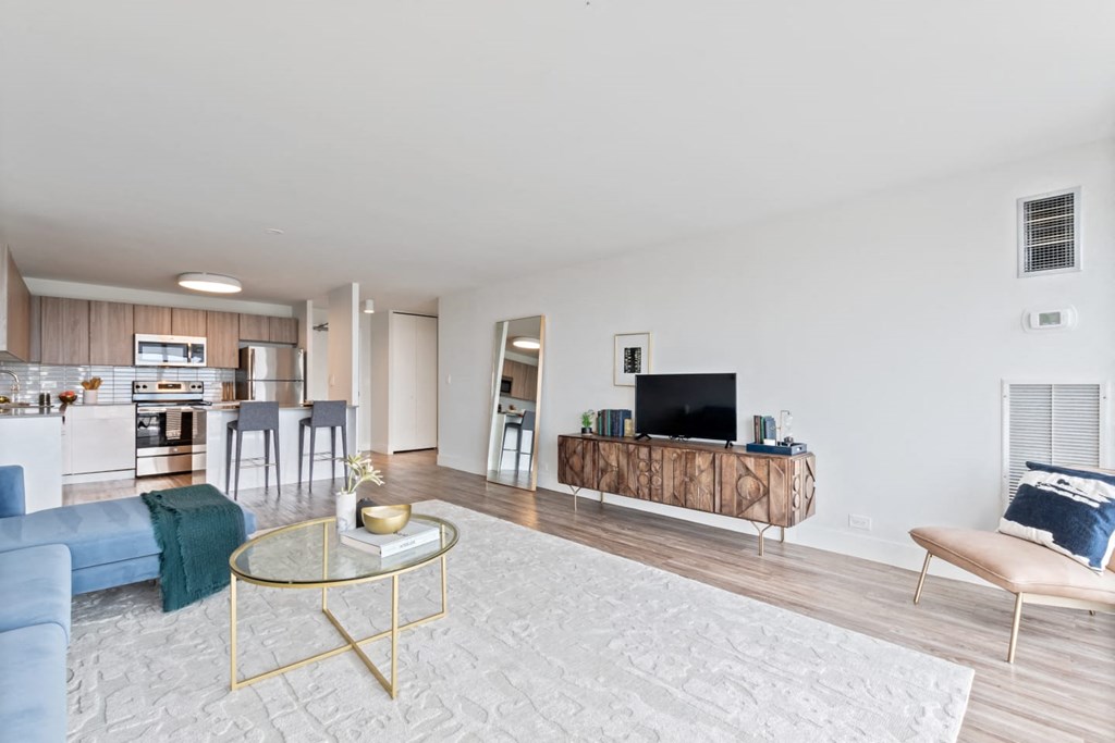 Living room view to kitchen