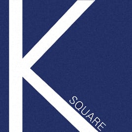 a blue and white square with the word square