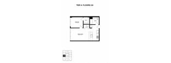 a floor plan of a 1 bedroom floor plan with roommates
