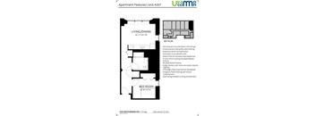 a floor plan for a small apartment with a bedroom and a bathroom