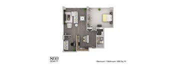 the archetype floor plan  1 bedroom  980 sq ft