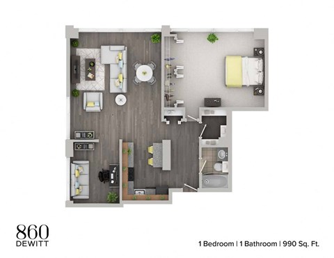 the archetype floor plan  1 bedroom  980 sq ft