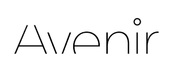 The image displays the word "Avenir" in a stylized font.