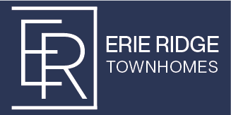 A logo with the initials "ER" and the words "Erie Ridge Townhomes" are displayed.