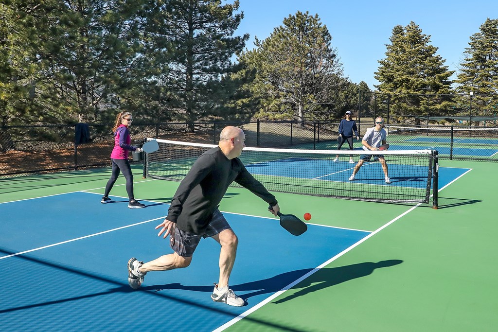 Community Pickleball Court People playing pickleball outdoors
