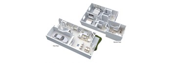 2-bedroom, 2.5-bathroom 2-story townhome with 1-car garage