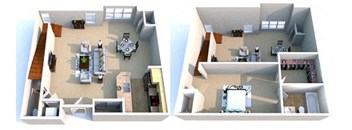 a floor plan of a house with two different views of it