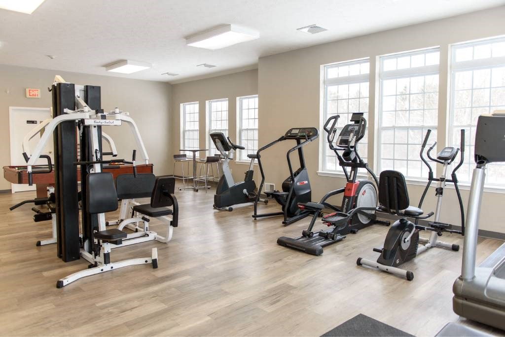 the gym in our apartments is equipped with a variety of exercise equipment