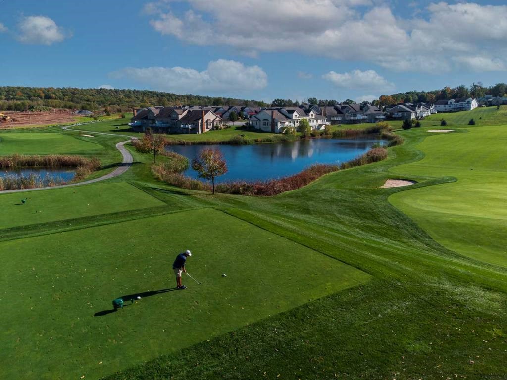 View from nearby Champion Hills Golf Course towards Champion Reserve Townhomes neighborhood.