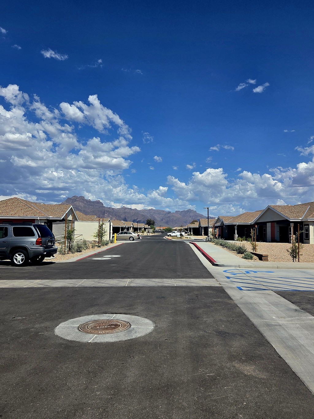 Parking area at Sunset Vista Estates Apartments in Apache Junction, AZ