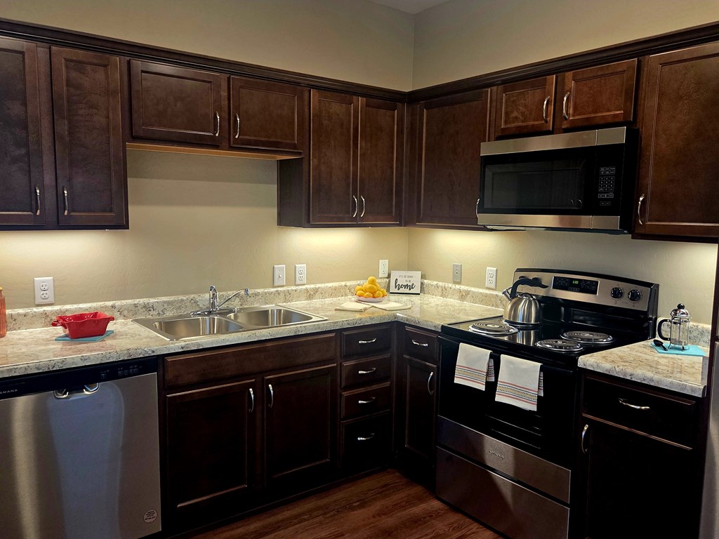 Apartment full size kitchen at Sunset Vista Estates Apartments in Apache Junction, AZ