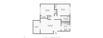 Two Bedroom One Bath Floor Plan at Alta Vista Village