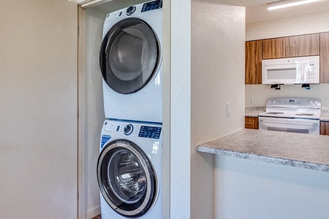 Foothills Village apartment living room with full size washer and dryer