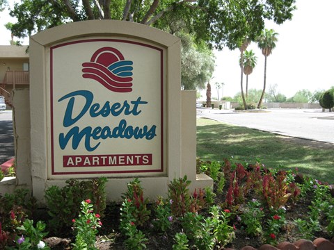 Desert Meadows apartments signage