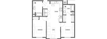 Two Bedroom Two Bath Apartment at The Glendale Apartments