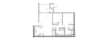2 bedroom 2 bathroom floor plan image at New Frontier Apartments in Phoenix AZ