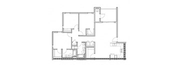3 bedroom 2 bathroom floor plan image at New Frontier Apartments in Phoenix AZ