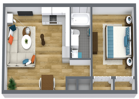 1x1_FloorPlan at Capital Flats & Magnolia Square Apartments, North Carolina, 27601