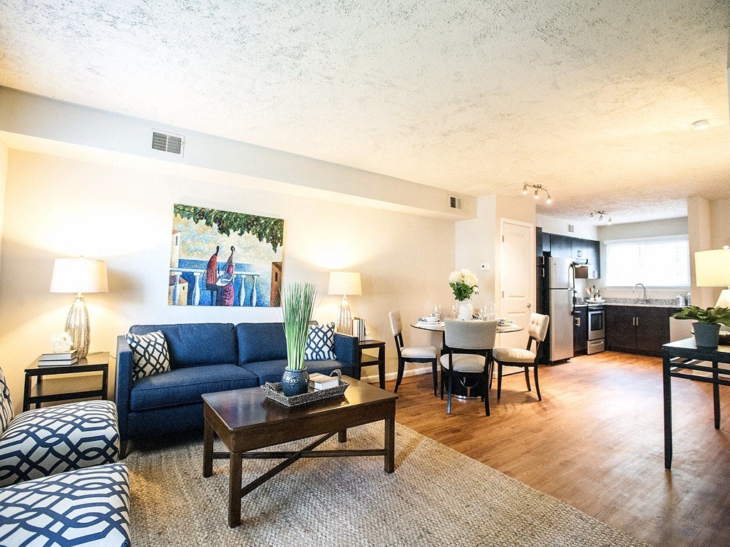 a living room with a couch and a coffee table