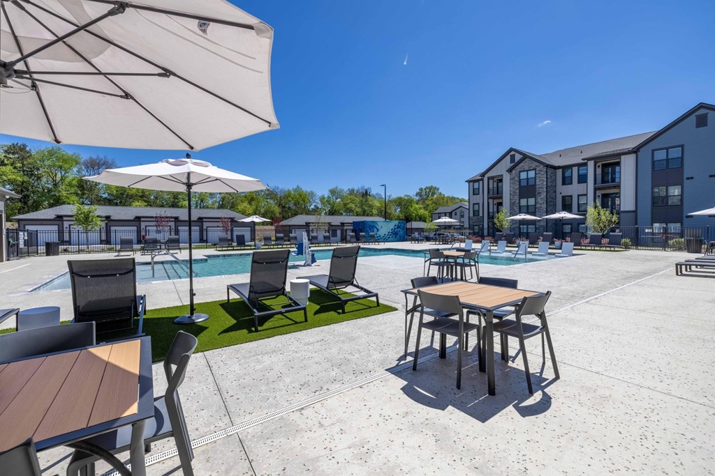 Poolside Relaxing Chairs at Evolve at Parkway Apartment Homes, Concord, NC