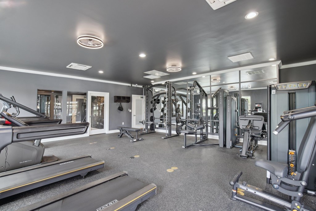 A spacious gym with treadmills, weights, and other exercise equipment at Venue at 109 Apartments, Lebanon , Tennessee