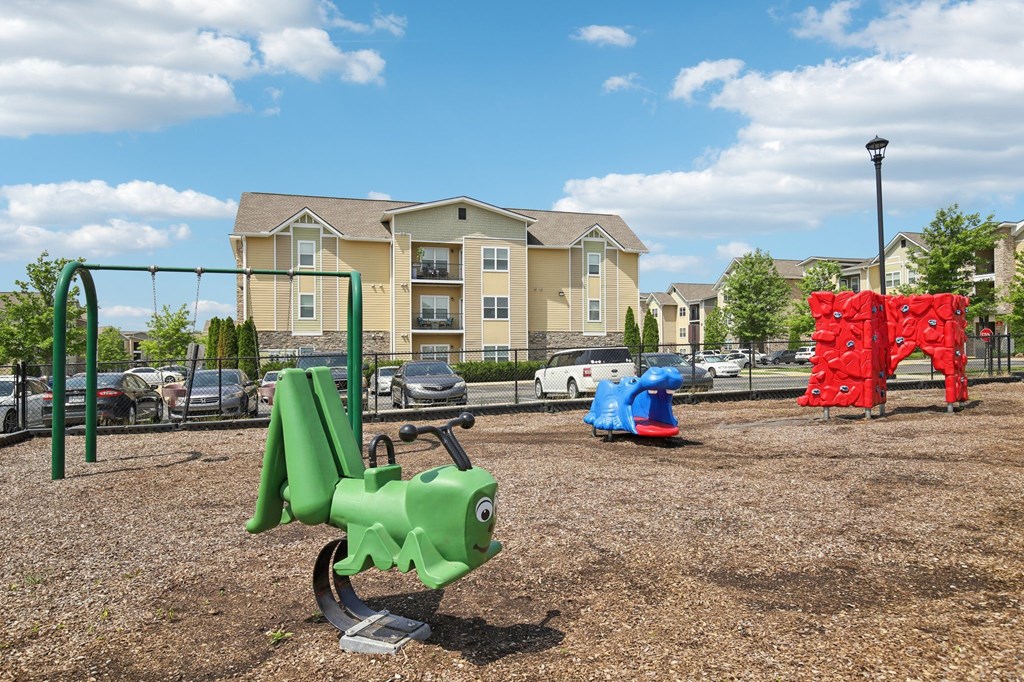 A playground with a green frog-shaped swing set at Venue at 109 Apartments, Lebanon  37090