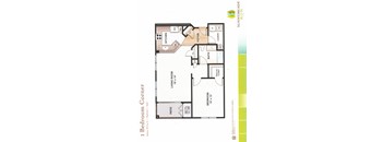 A Sunnymeade Run floor plan for a 1 Bedroom Corner apartment.