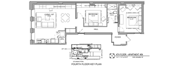 A floor plan of a 4th floor apartment layout.