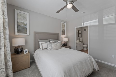 Bedroom with a Ceiling Fan at Citadel at Westpointe Apartments, San Antonio
