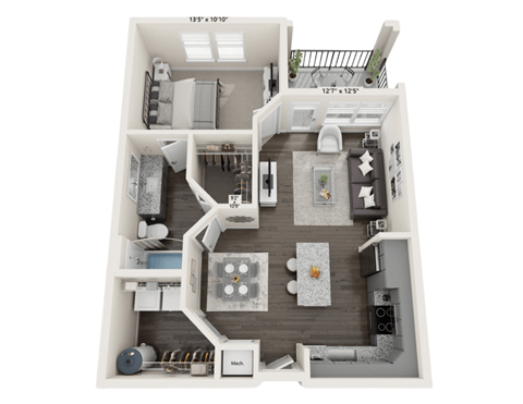 1B Floor Planat The Robert Apartments, Madison, AL 35758