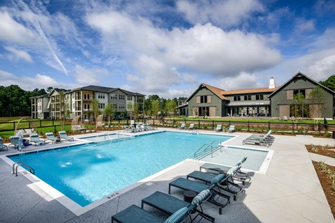 Swimming Pool With Lounge Chairs at Bellary Flats, Summerville, South Carolina