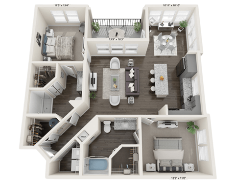 2C Floor Plan at The Robert Apartments, Madison