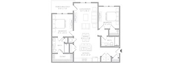 Dogwood 2 bed 2 bath Floor Plan at Waterleaf at Neely Ferry Apartments, Simpsonville, SC 29680